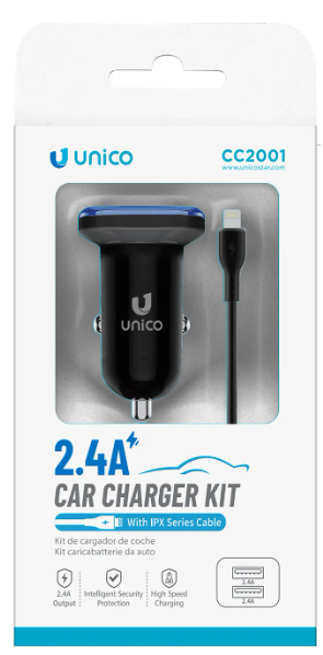 Kit caricabatterie da auto 2.4A