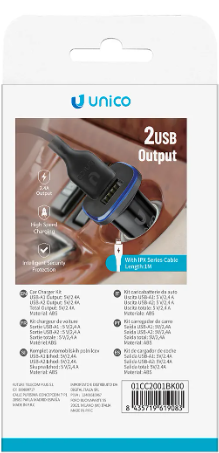 Kit caricabatterie da auto 2.4A