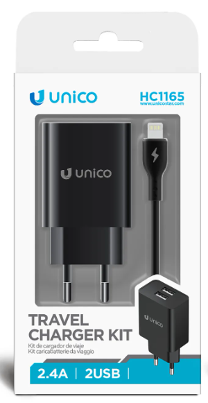 caricabatteria 2 usb con cavo Lightning