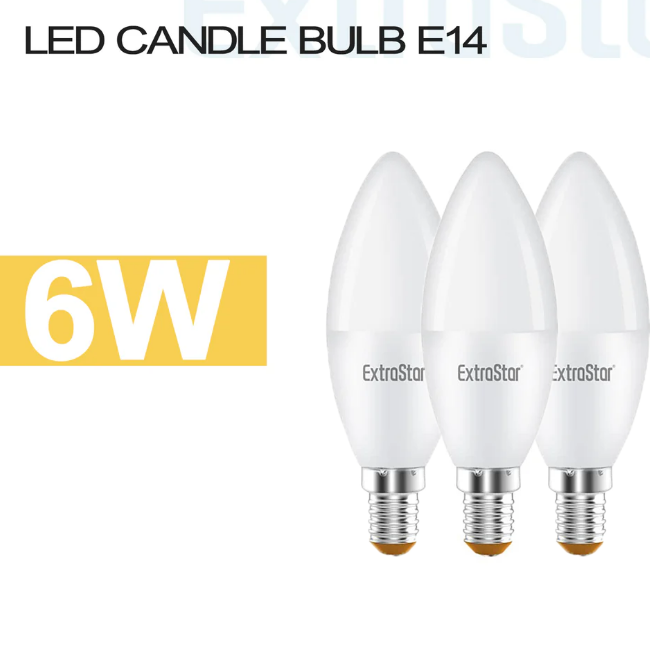 EXTRASTAR lampadine a candela 6W X3