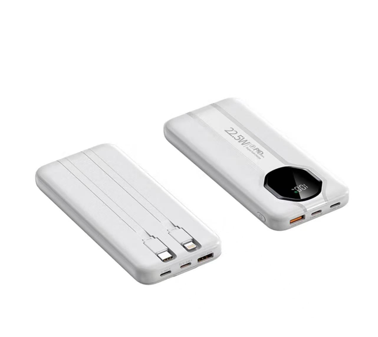 Power bank con cavi inclusi 18000mAh (Disponibile solo Beige e Bianco)