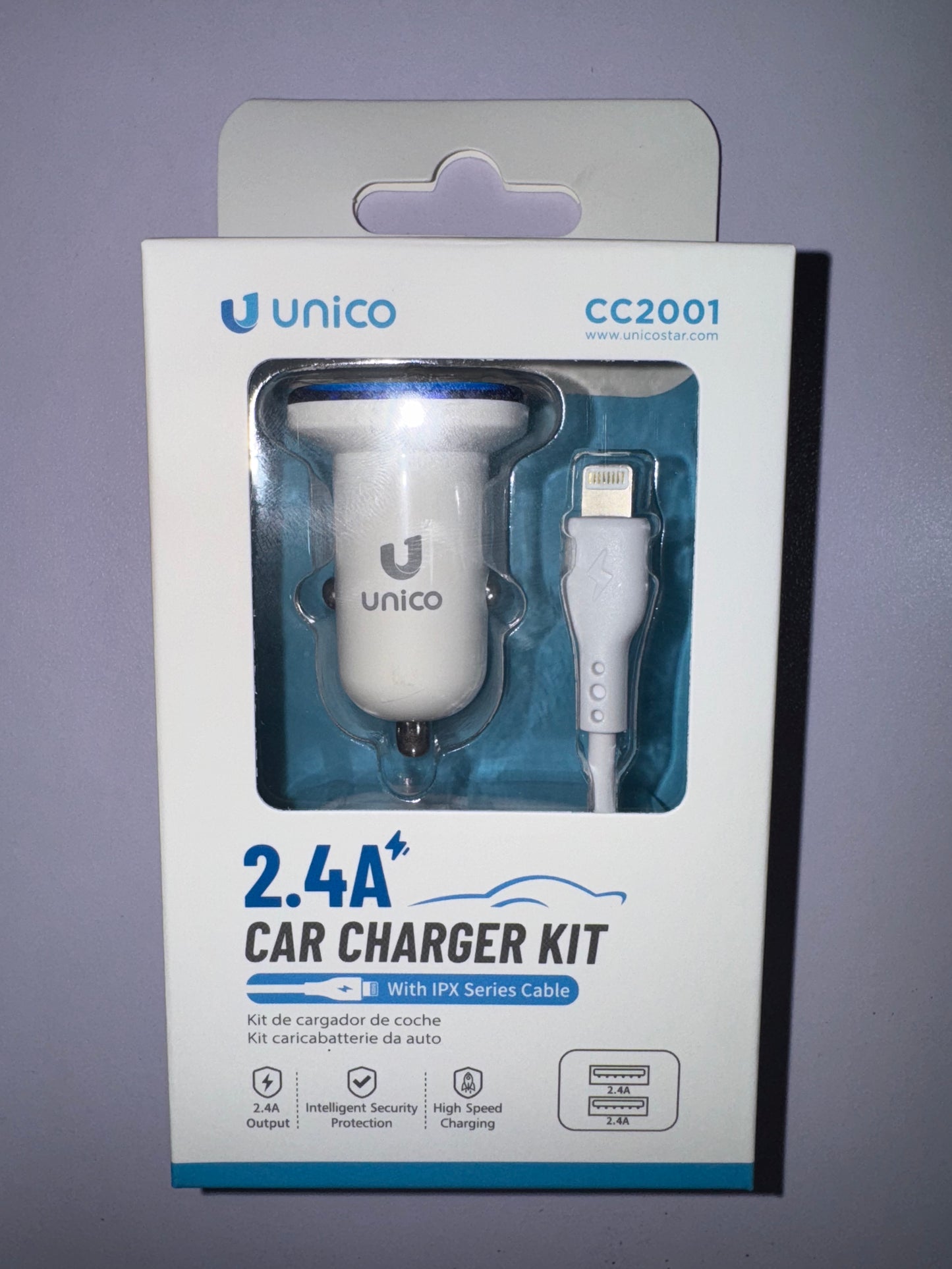 Kit caricabatterie da auto 2.4A