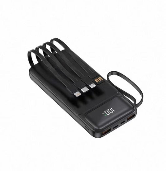 Power bank universale con fili (disponibile solo nero)