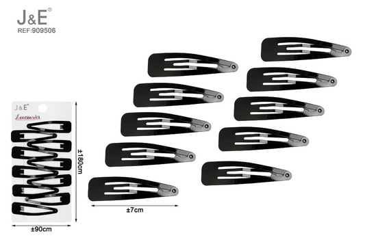 J&E – "CLIP CAPELLI NERO 7CM 10PZ"
