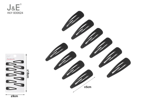 J&E – "CLIP CAPELLI NERO 5CM 10PZ"